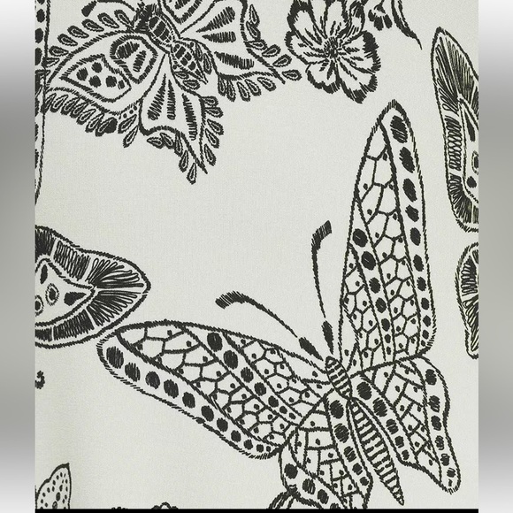 JOHNNY WAS JANIE BUTTERFLY HANDKERCHIEF HEM MIDI DRESS BLACK CREAM SIZE MED NWT - Picture 7 of 13